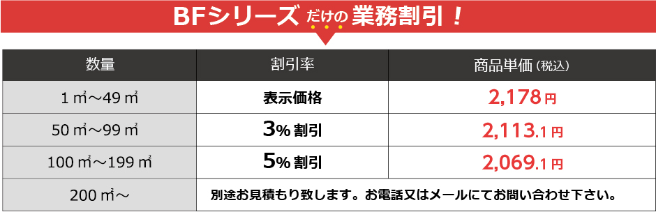 BF業務割引表