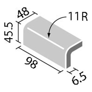 タイル KI-551/NY1H~NY11H リクシル カウンター役物 100×50mm角カウンタートップ （1ケースから販売）